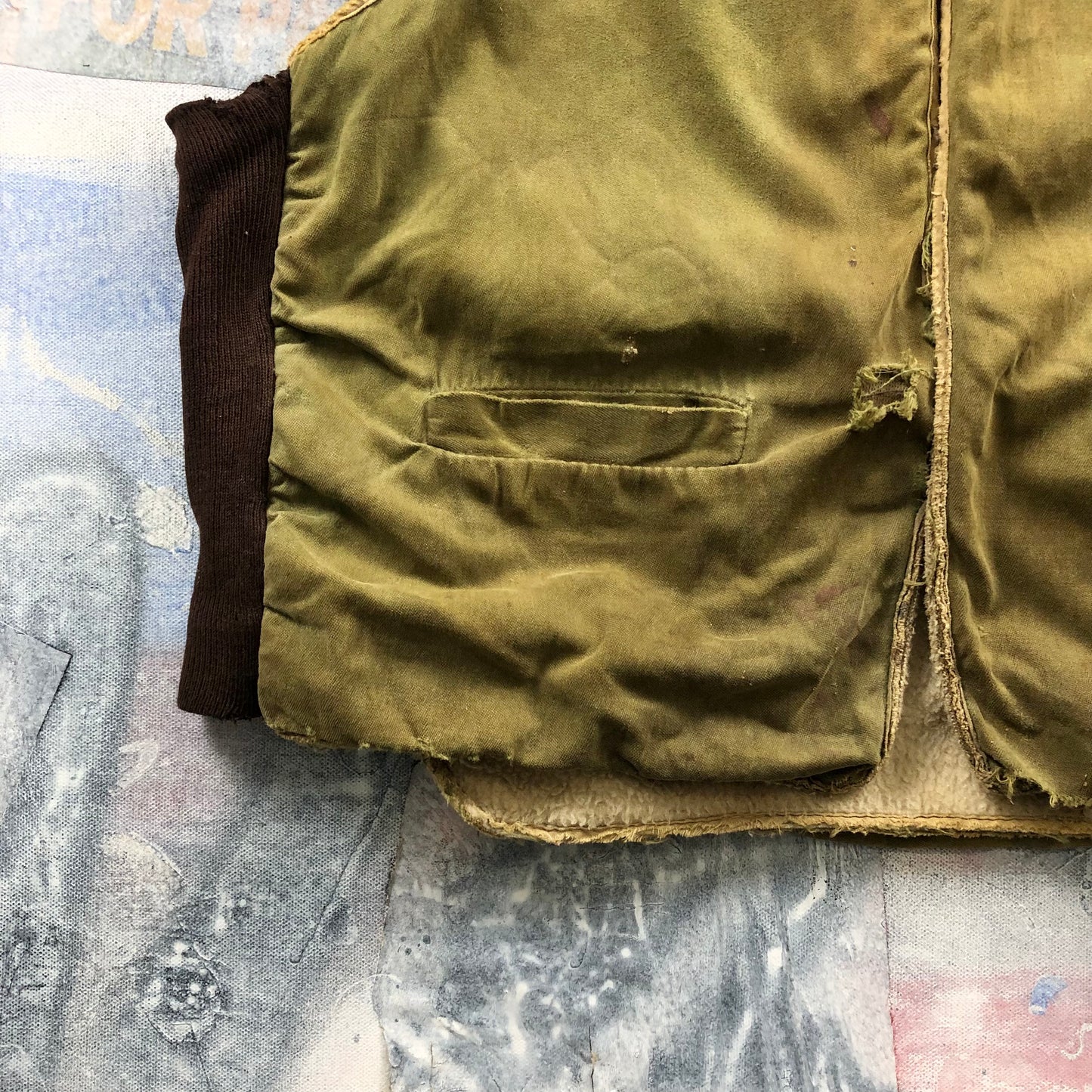 Vintage Distressed Fleece Lined Two Toned Vest S