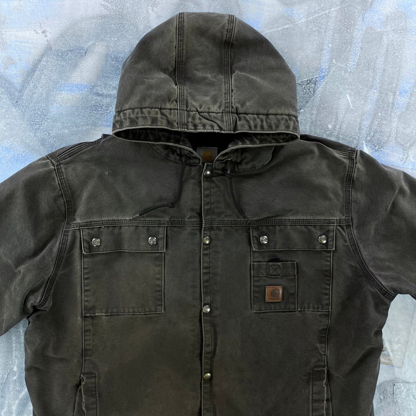 Vintage Carhartt J284 Workwear Sherpa Lined Hooded Button Jacket XL