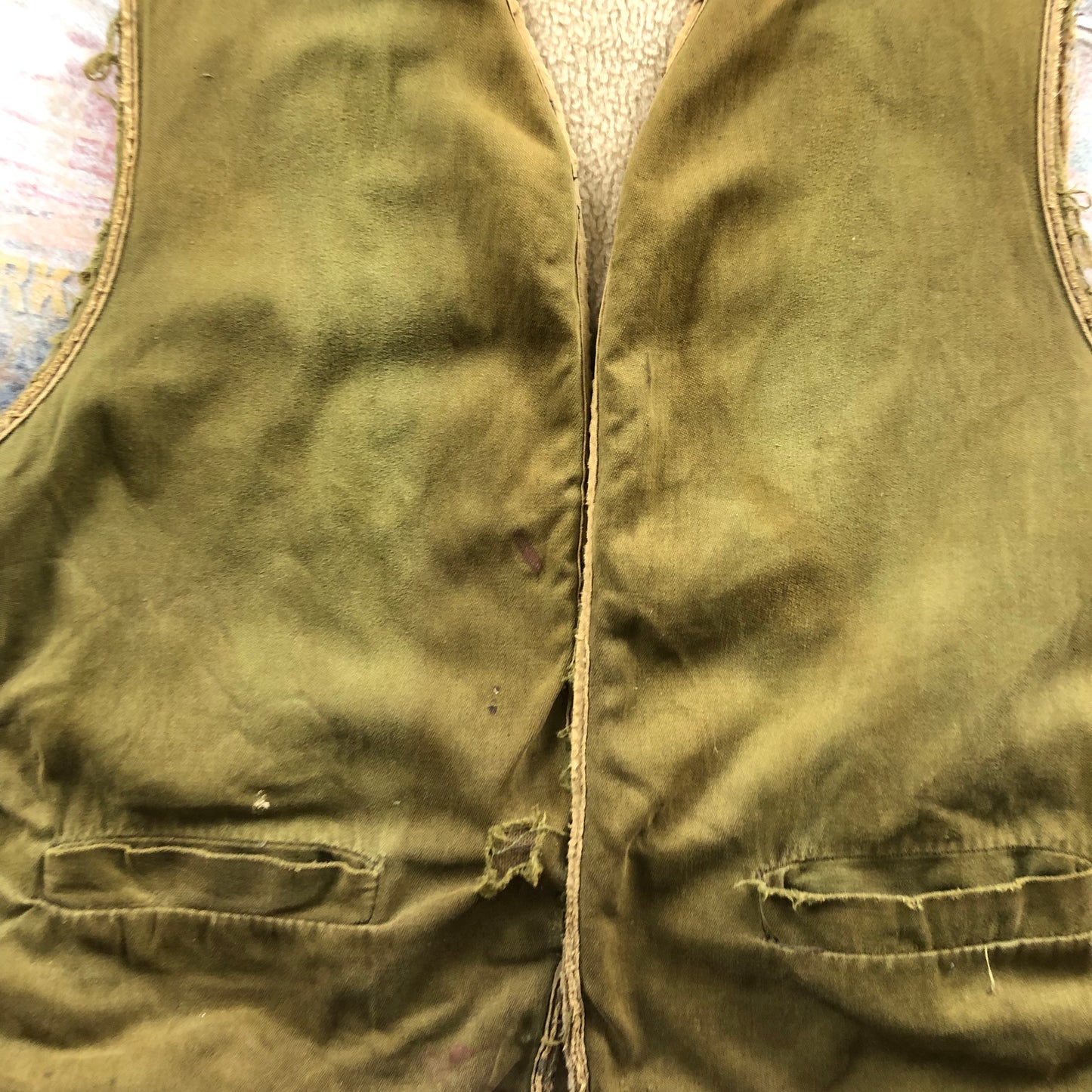 Vintage Distressed Fleece Lined Two Toned Vest S