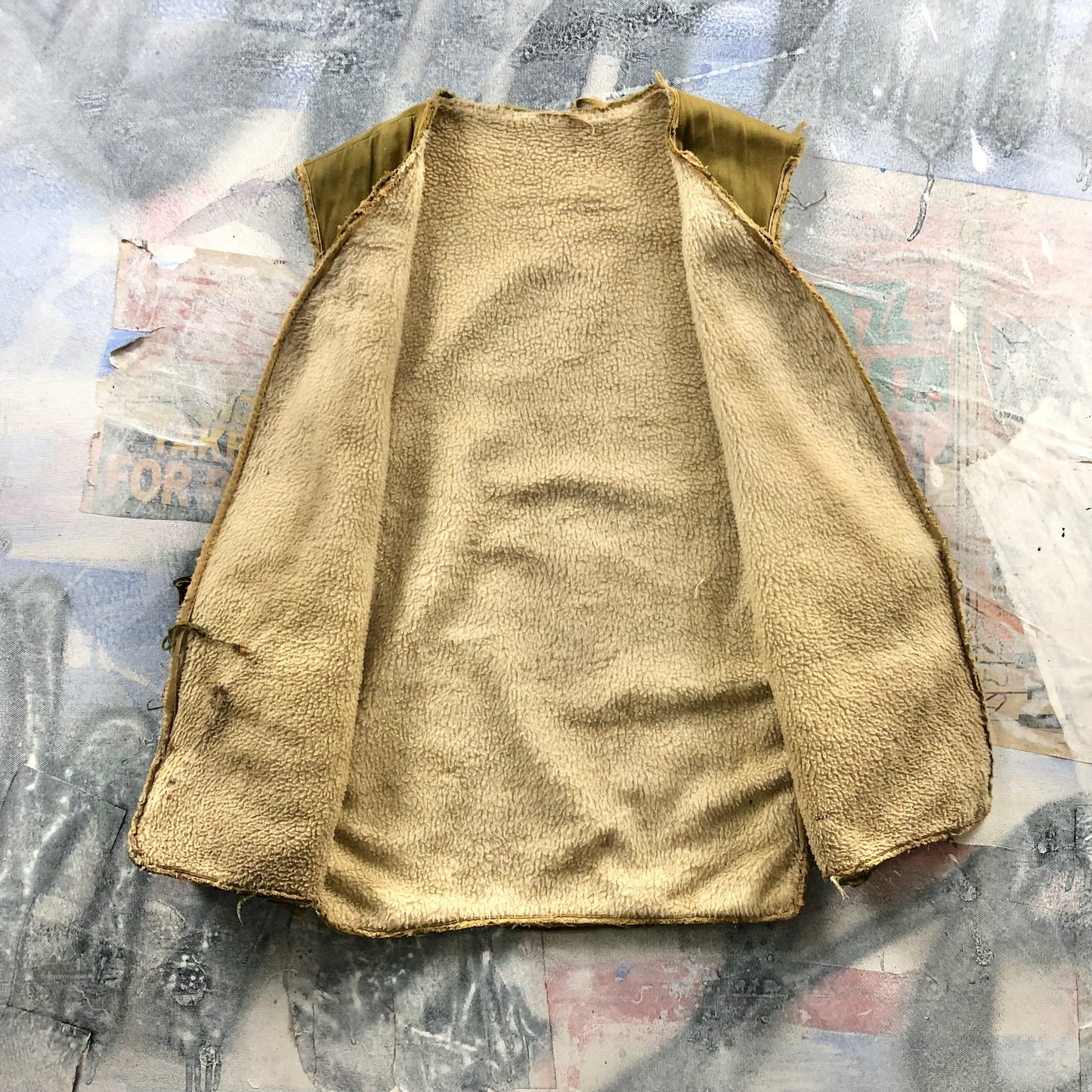 Vintage Distressed Fleece Lined Two Toned Vest S