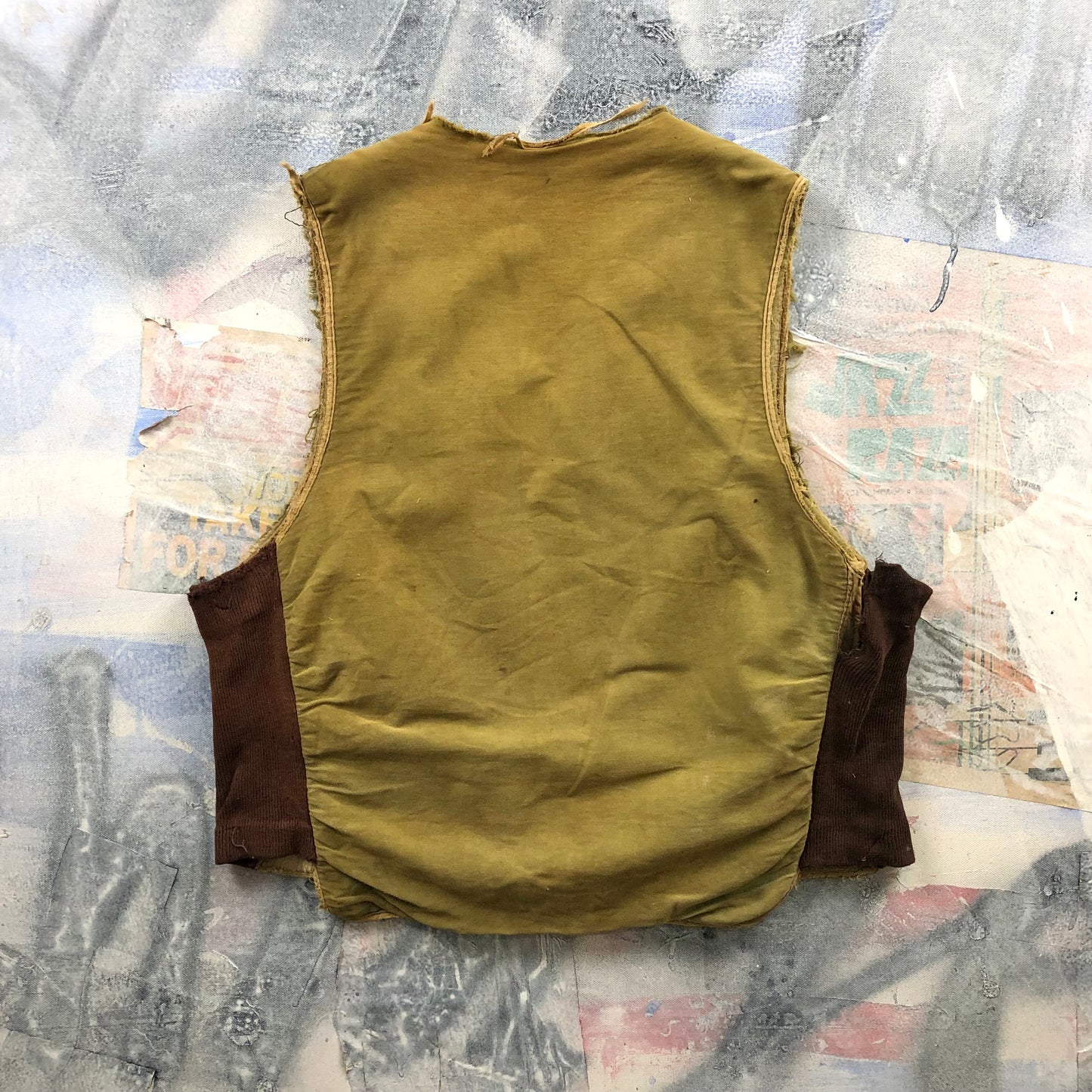 Vintage Distressed Fleece Lined Two Toned Vest S