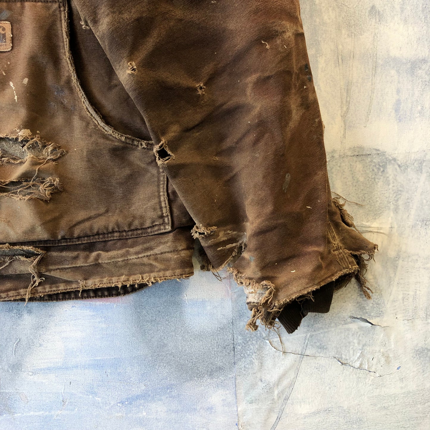 Vintage Thrashed Carhartt J164 Sherpa Lined Workwear Zip Jacket L