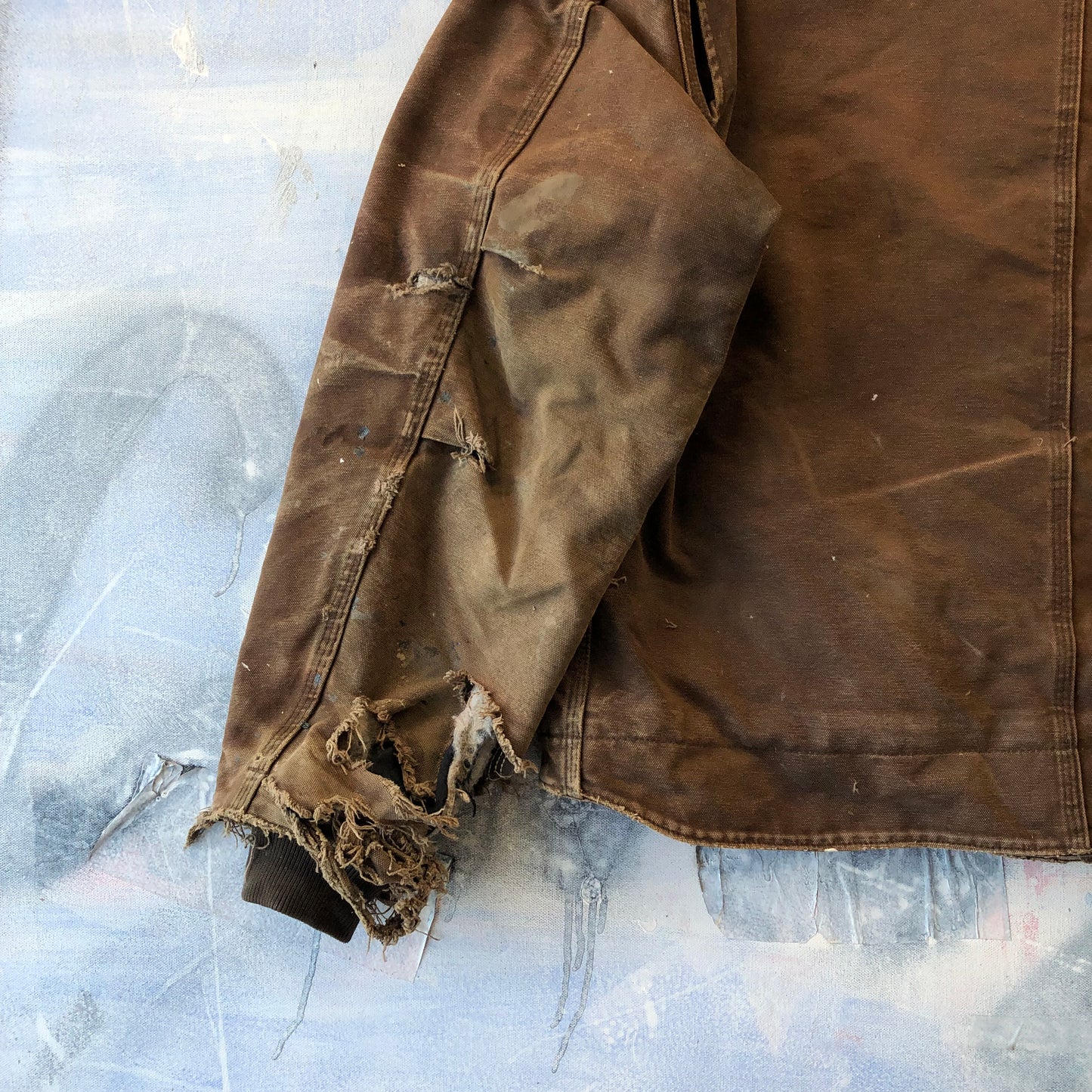 Vintage Thrashed Carhartt J164 Sherpa Lined Workwear Zip Jacket L