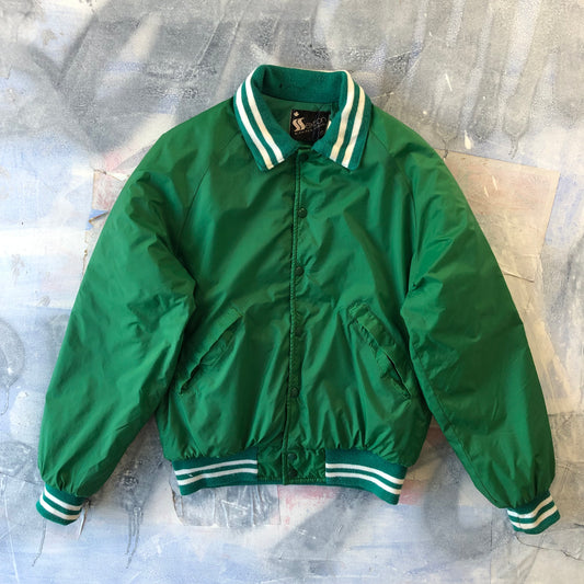 Vintage Saskatchewan Rough Riders Satin Quilted Varsity Bomber Button Jacket L