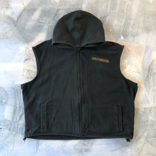 Harley Davidson Embroided Hooded Vest Zip Jacket XXXL