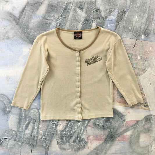 Vintage USA Harley Davidson Motorcycles Full Button Long Sleeve Blouse Shirt M (Womens)