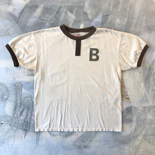 Vintage B Logo Ringer T Shirt L