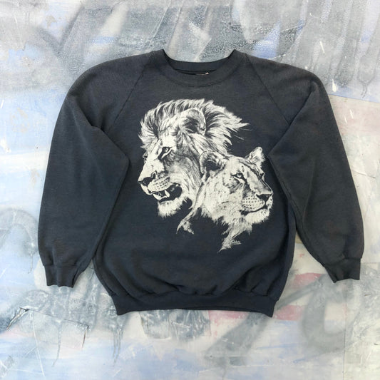 Vintage Lions Nature Crewneck Sweatshirt M