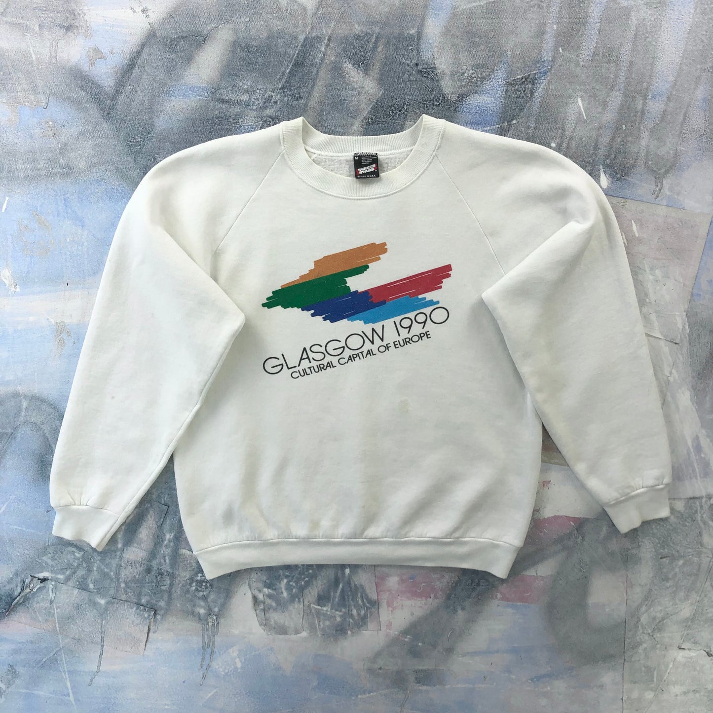 Vintage 90s USA Glasglow Cultural Capital Of The World Crewneck Sweatshirt M