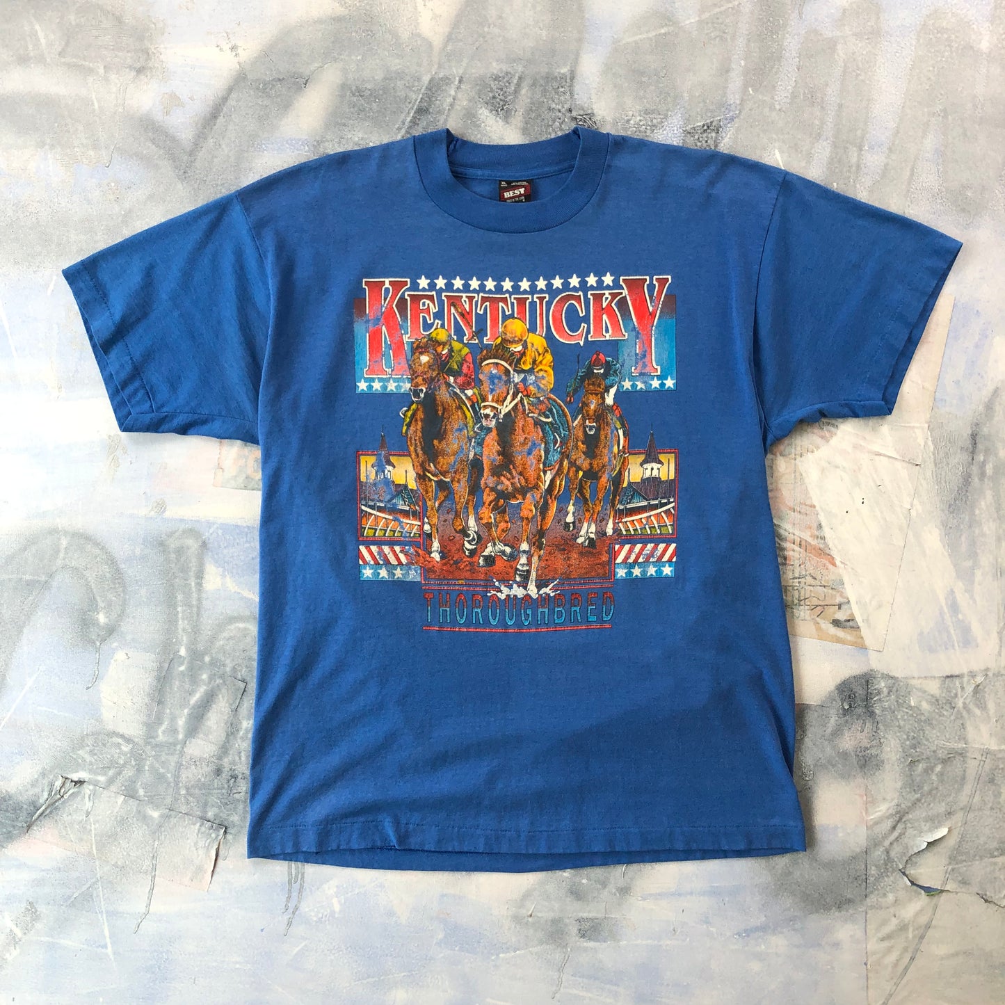 Vintage USA Kentucky Derby Thoroughbred Horses T Shirt XL