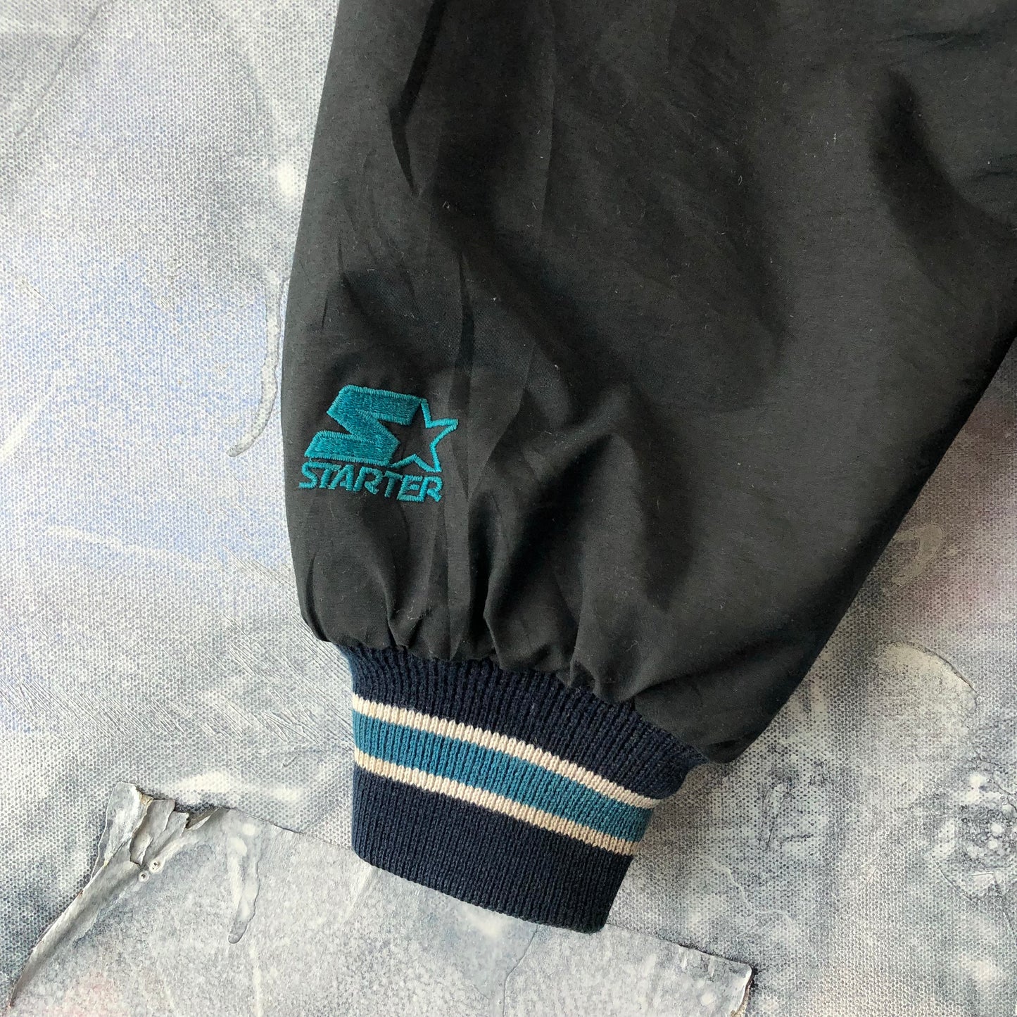 Vintage Starter NHL San Jose Sharks Puffer Zip Button Hooded Jacket S