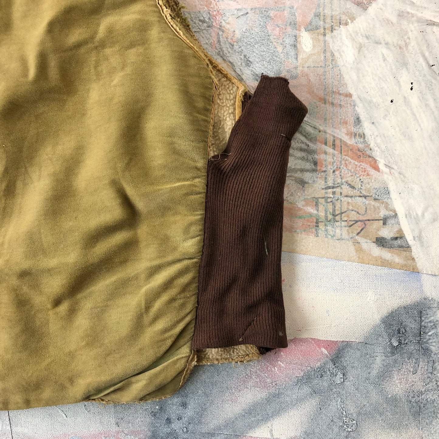 Vintage Distressed Fleece Lined Two Toned Vest S