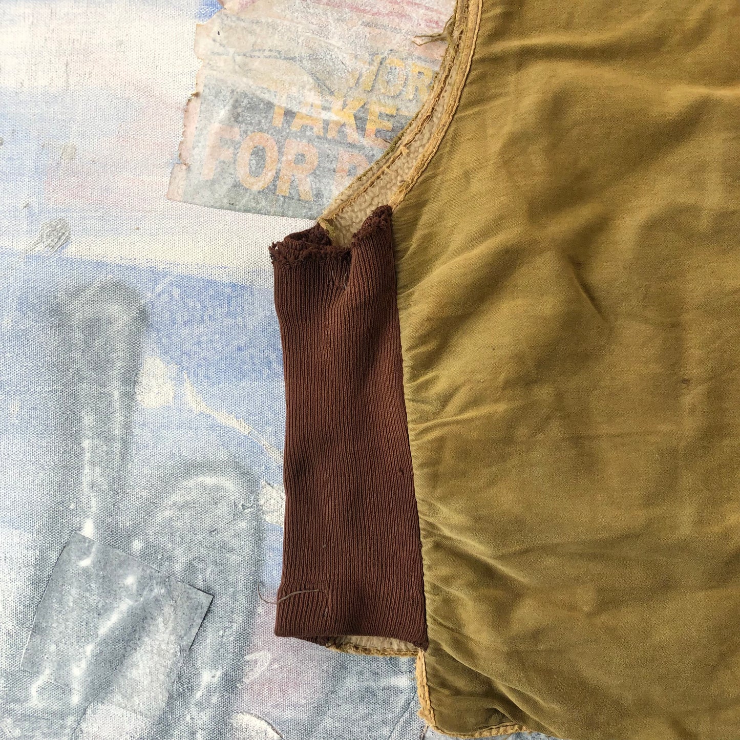 Vintage Distressed Fleece Lined Two Toned Vest S