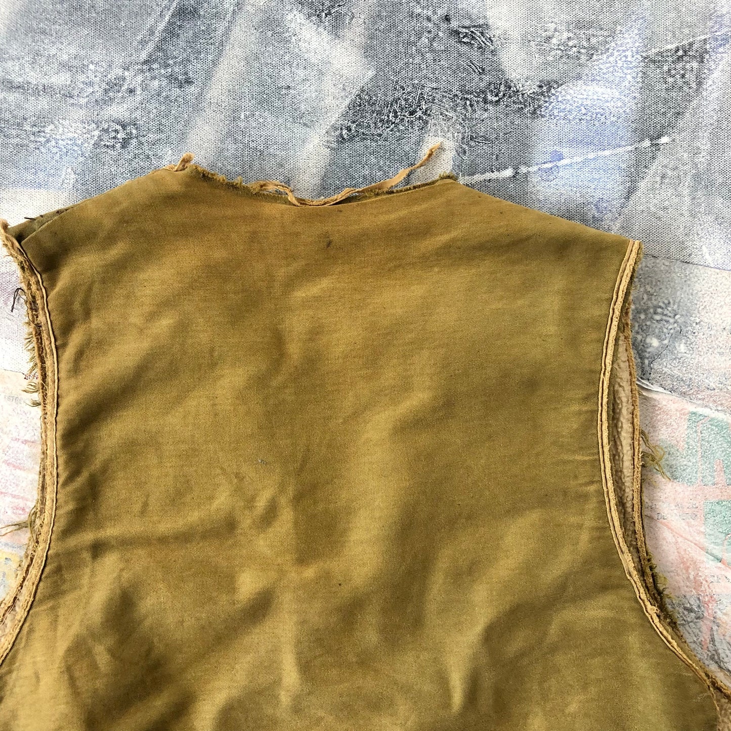 Vintage Distressed Fleece Lined Two Toned Vest S