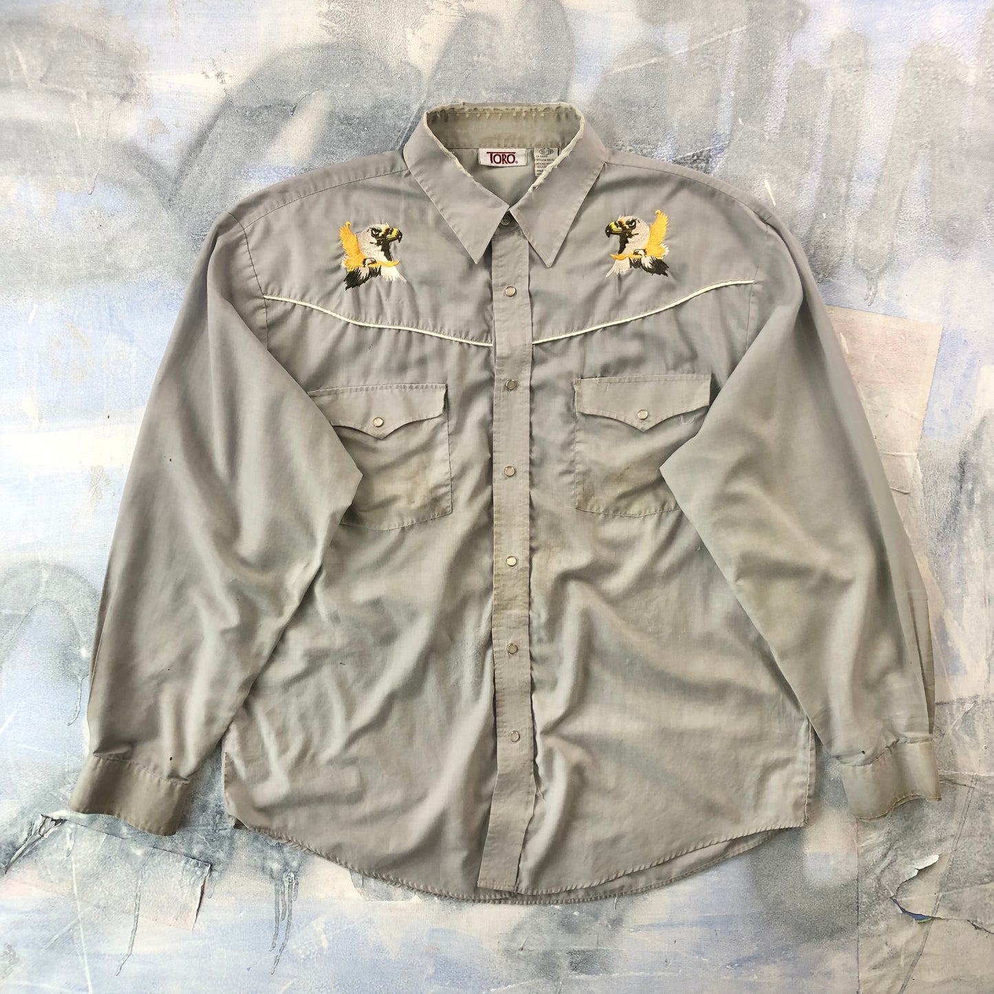 Vintage Western Embroided Eagle Button Shirt XL