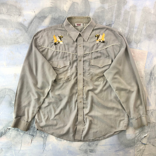 Vintage Western Embroided Eagle Button Shirt XL