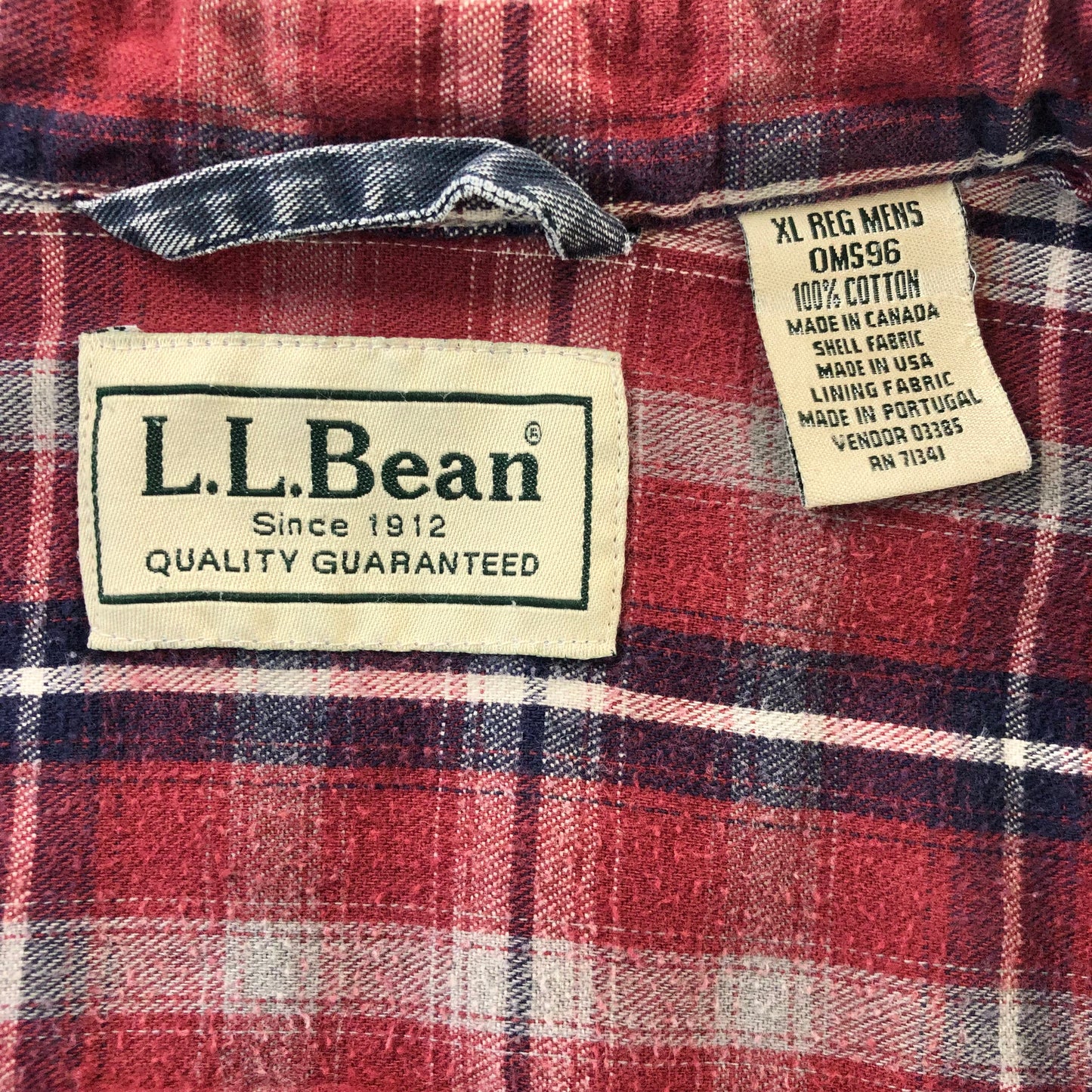 Vintage L.L Bean Plaid Lined Button Flannel Shirt XL
