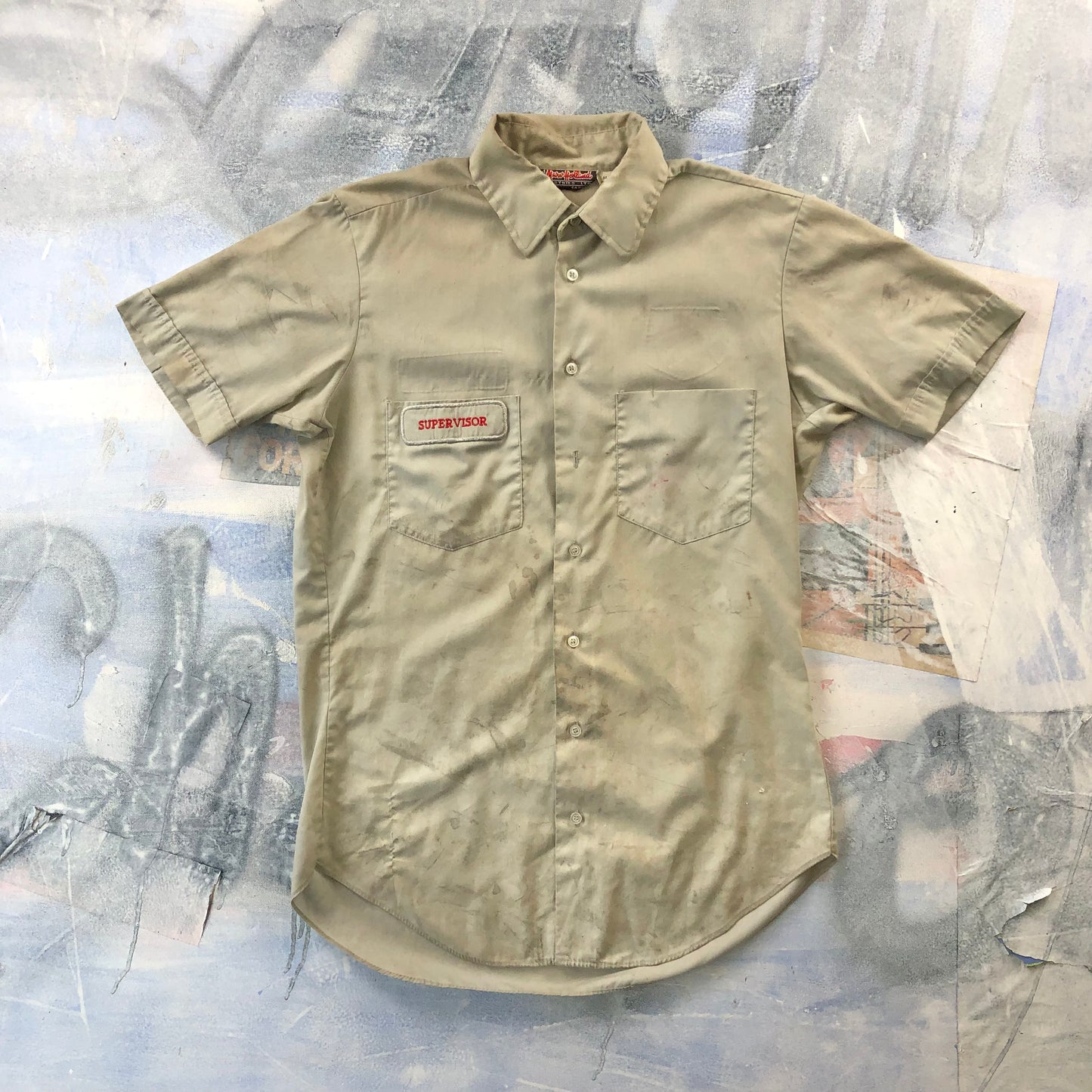 Vintage Marv Holland Gas Station Supervisor Work Button Shirt M