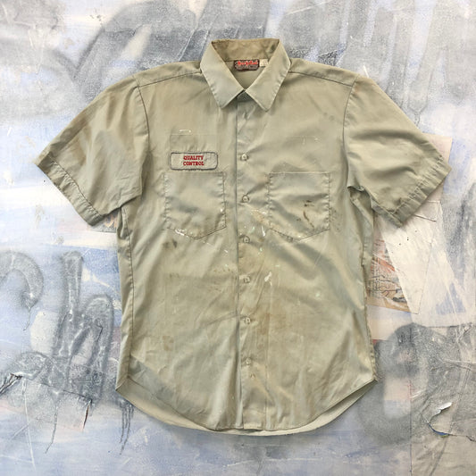 Vintage Marv Holland Gas Station Quality Control Employee Button Shirt L