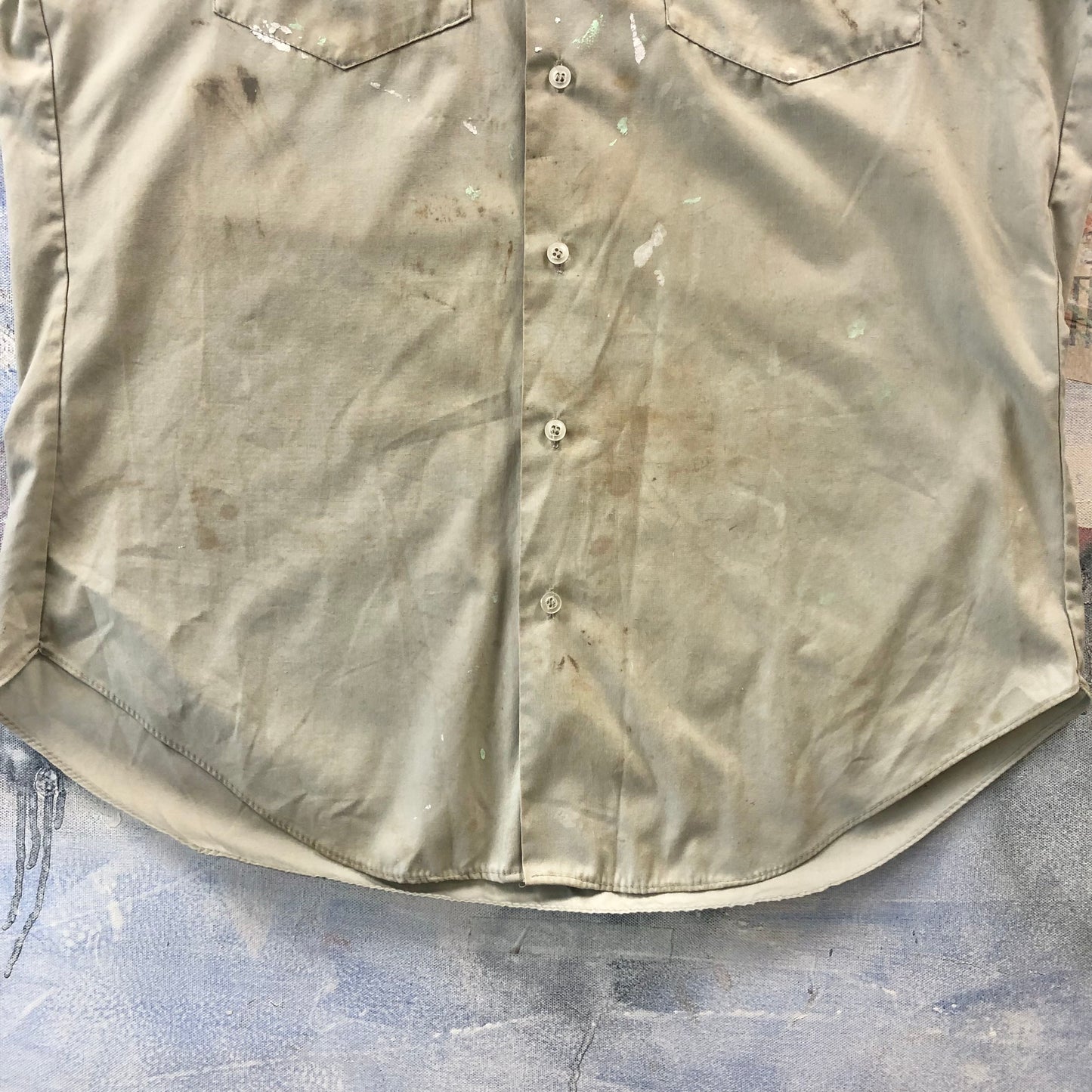 Vintage Marv Holland Gas Station Quality Control Employee Button Shirt L