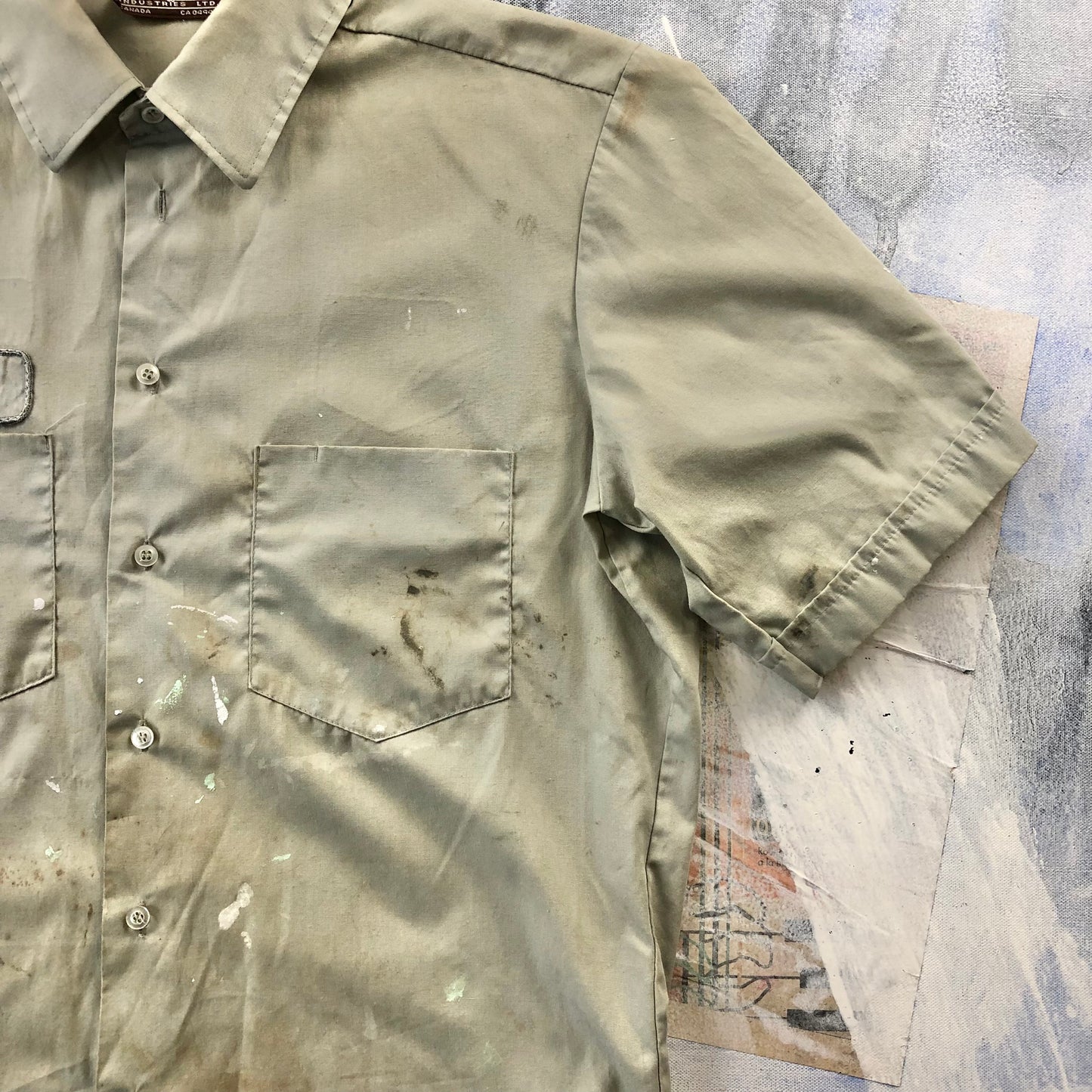 Vintage Marv Holland Gas Station Quality Control Employee Button Shirt L