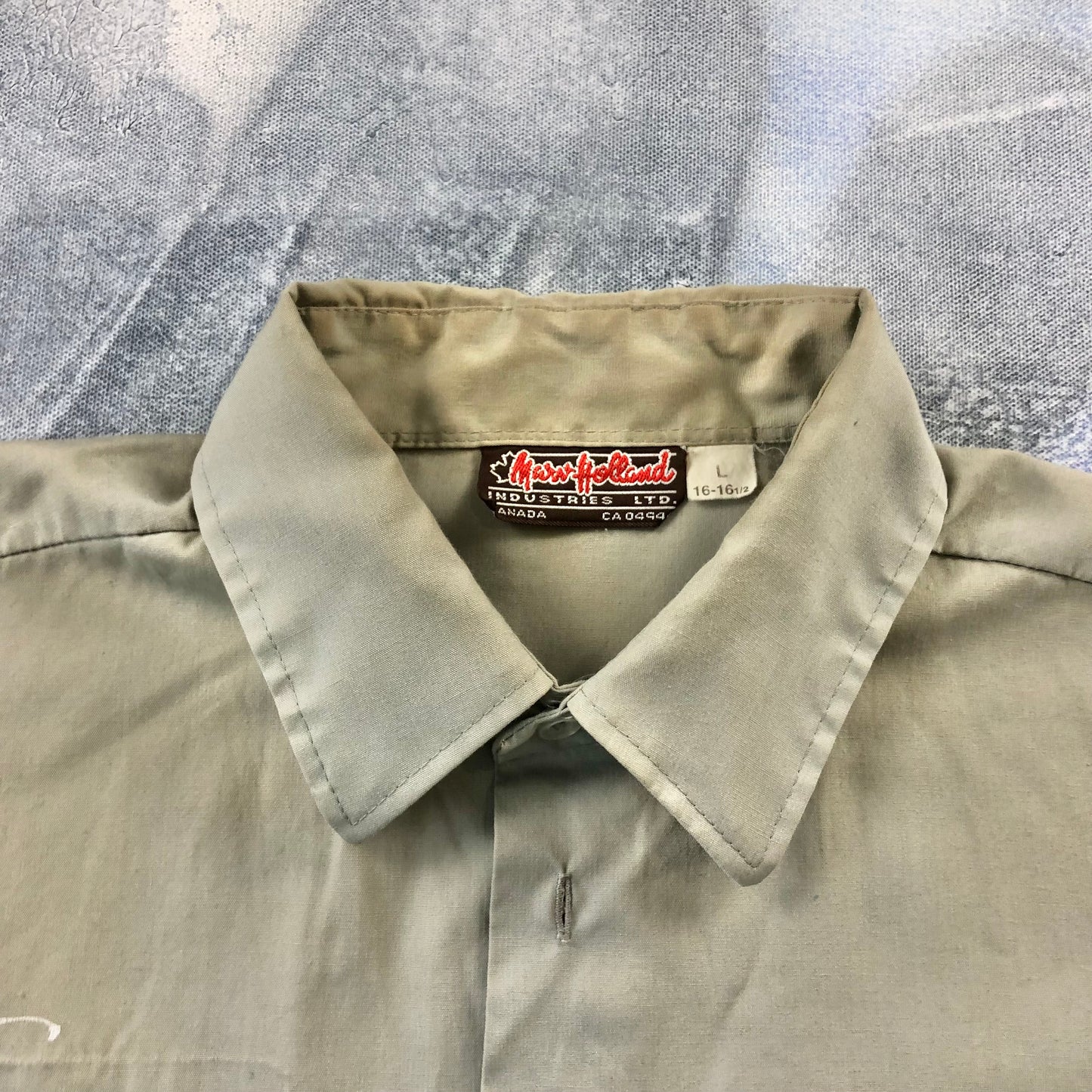 Vintage Marv Holland Gas Station Quality Control Employee Button Shirt L