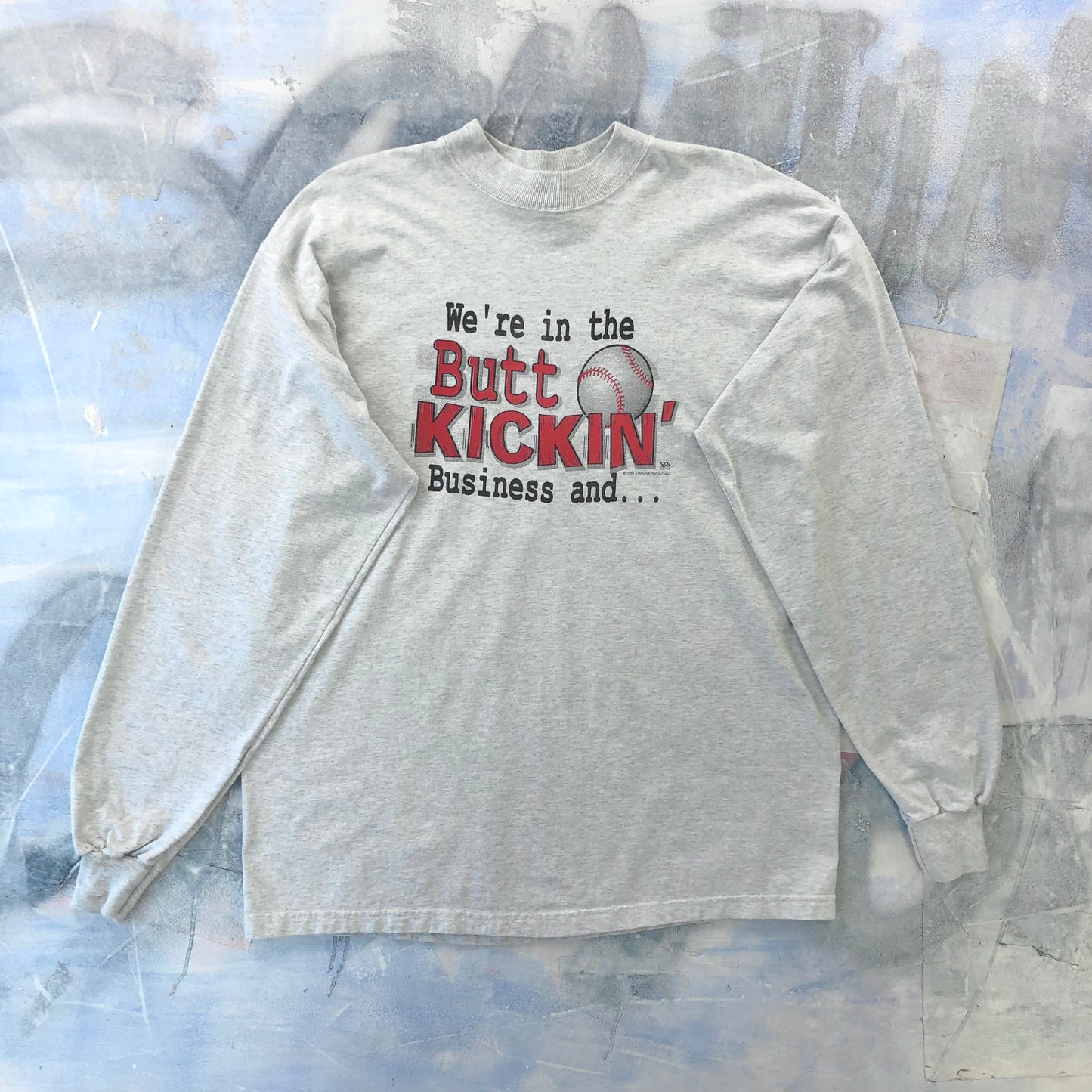 Vintage We´re In The Butt Kickin Business Baseball Long Sleeve T Shirt XXL