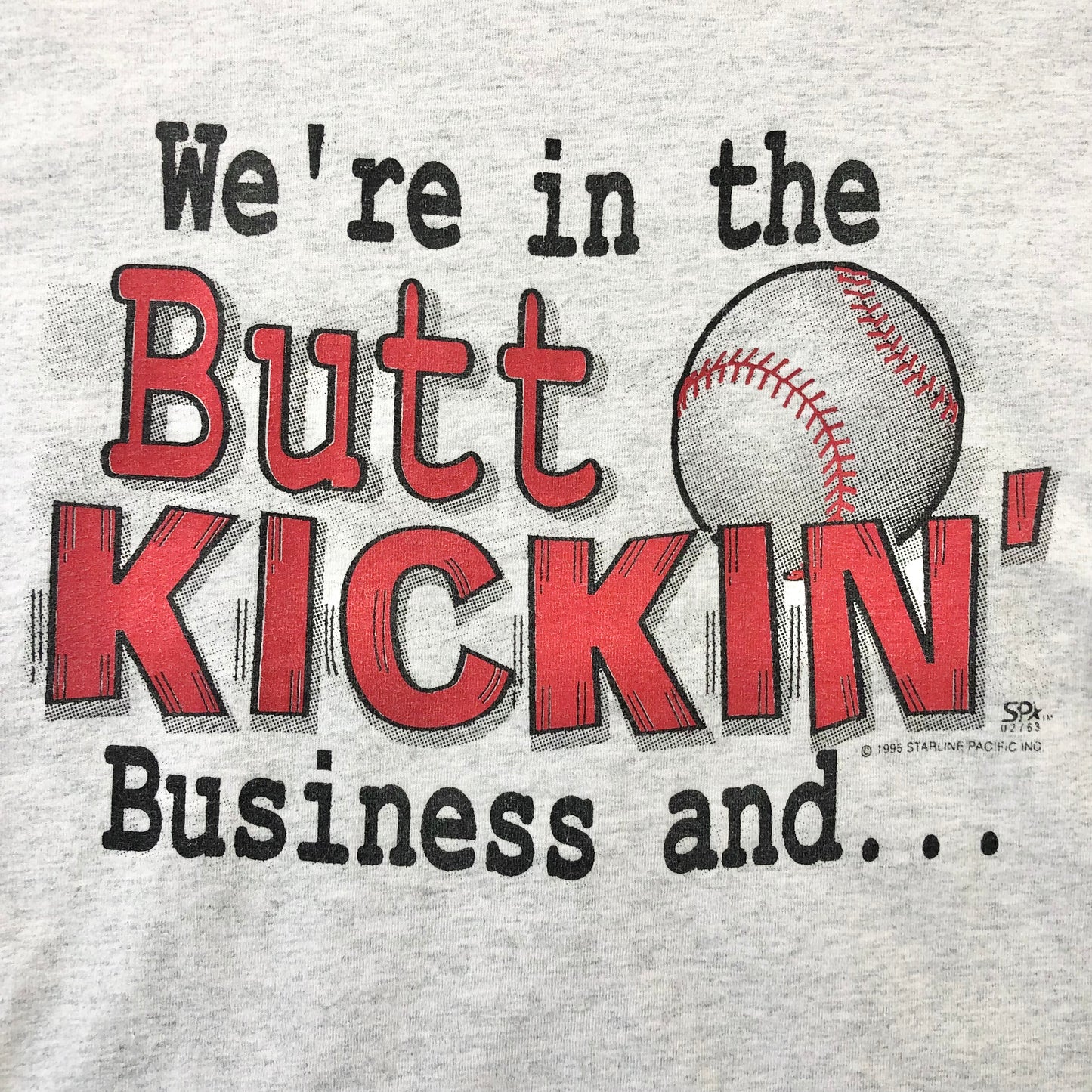 Vintage We´re In The Butt Kickin Business Baseball Long Sleeve T Shirt XXL