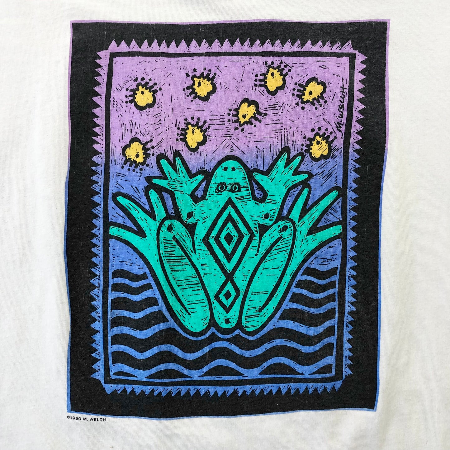 Vintage 90s M. Welsch Artist Frog Painting Single Stitch T Shirt L