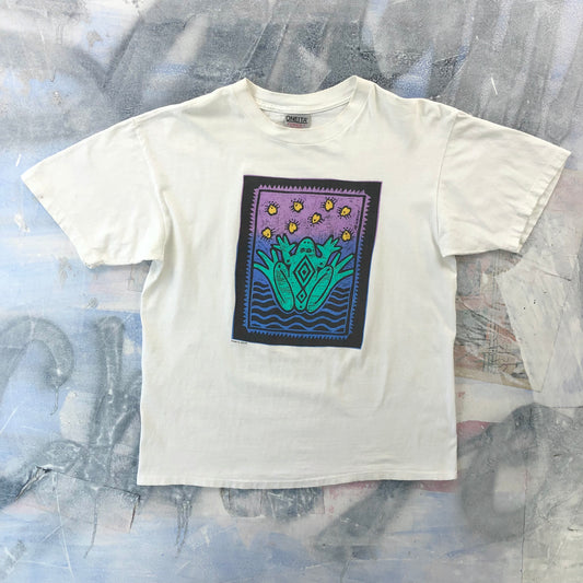 Vintage 90s M. Welsch Artist Frog Painting Single Stitch T Shirt L