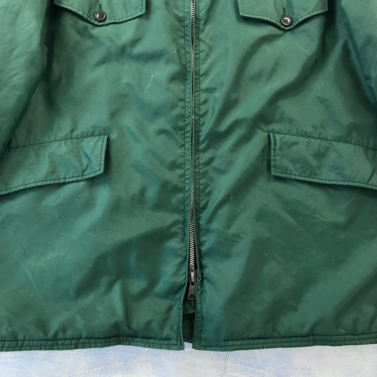Vintage Fur Collar Quilted Lined Chore Zip Jacket XXL
