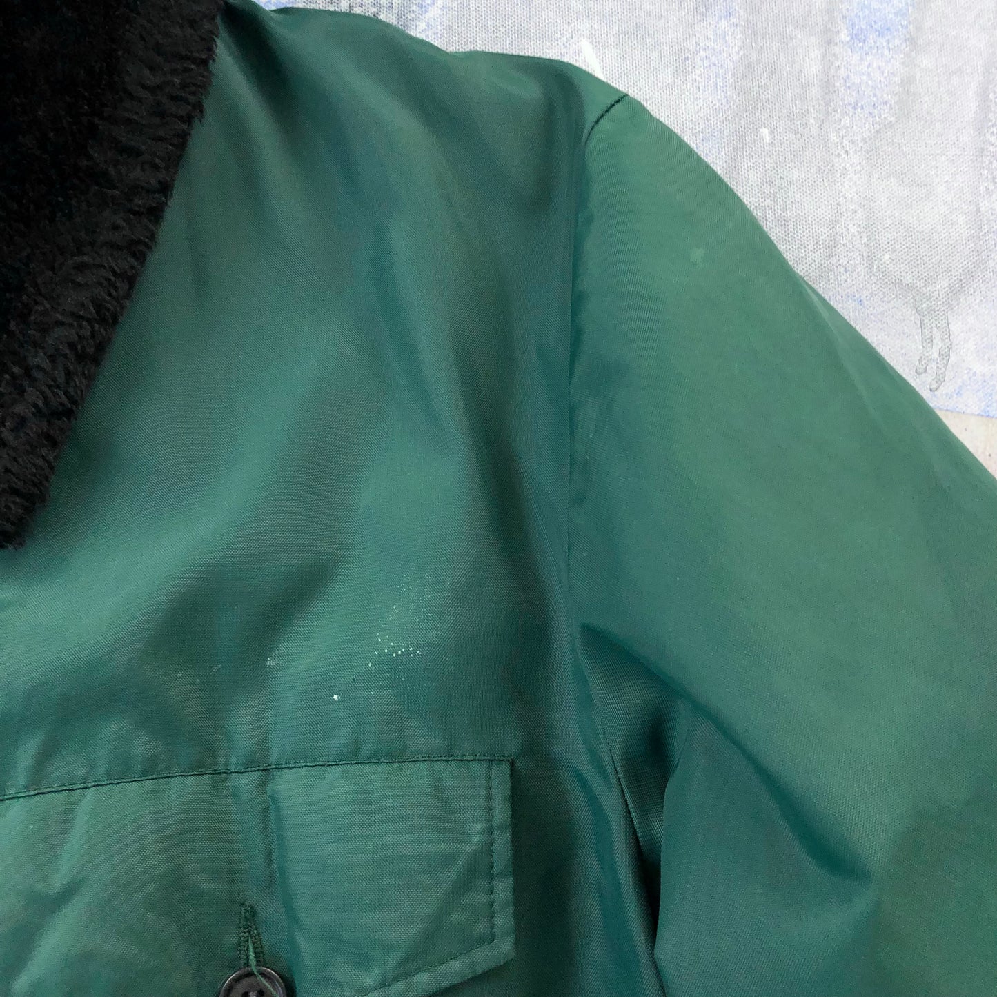 Vintage Fur Collar Quilted Lined Chore Zip Jacket XXL