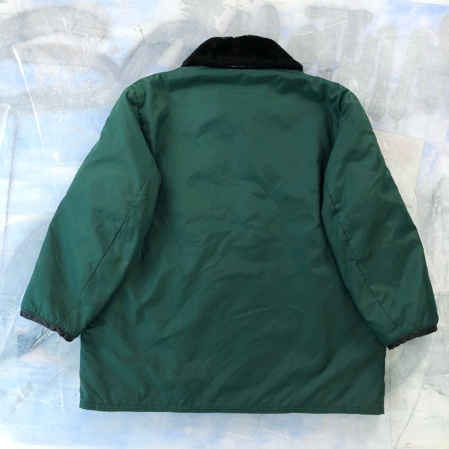 Vintage Fur Collar Quilted Lined Chore Zip Jacket XXL