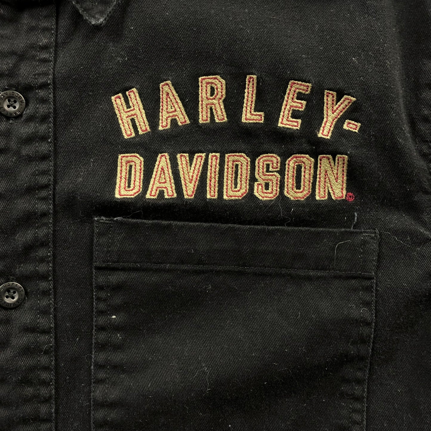 Vintage Harley Davidson Motorcycles Embroided Number One Wings Button Shirt M