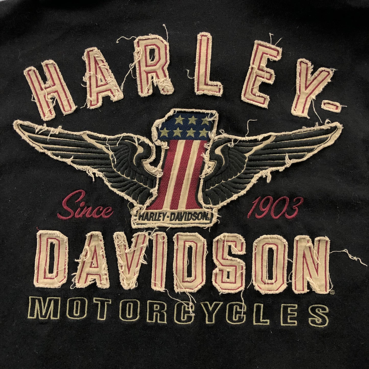 Vintage Harley Davidson Motorcycles Embroided Number One Wings Button Shirt M