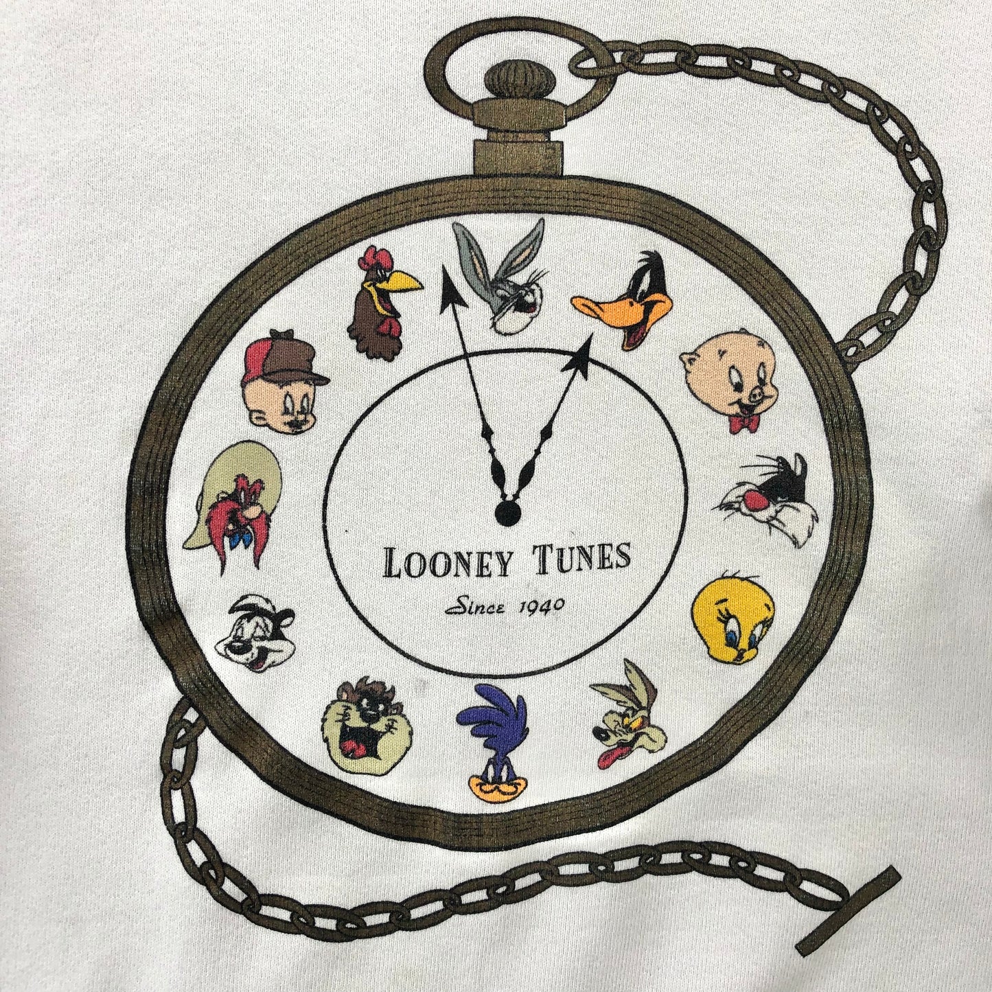 Vintage 90s USA Acme Loony Tunes Clock Crewneck Sweatshirt L