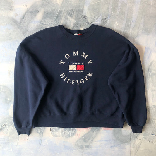 Vintage 90s Tommy Hilfiger Embroided Crewneck Sweatshirt XL