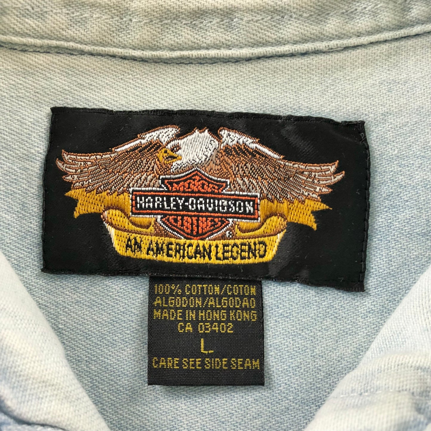 Vintage Harley Davidson Motorcycles Button Denim Shirt L