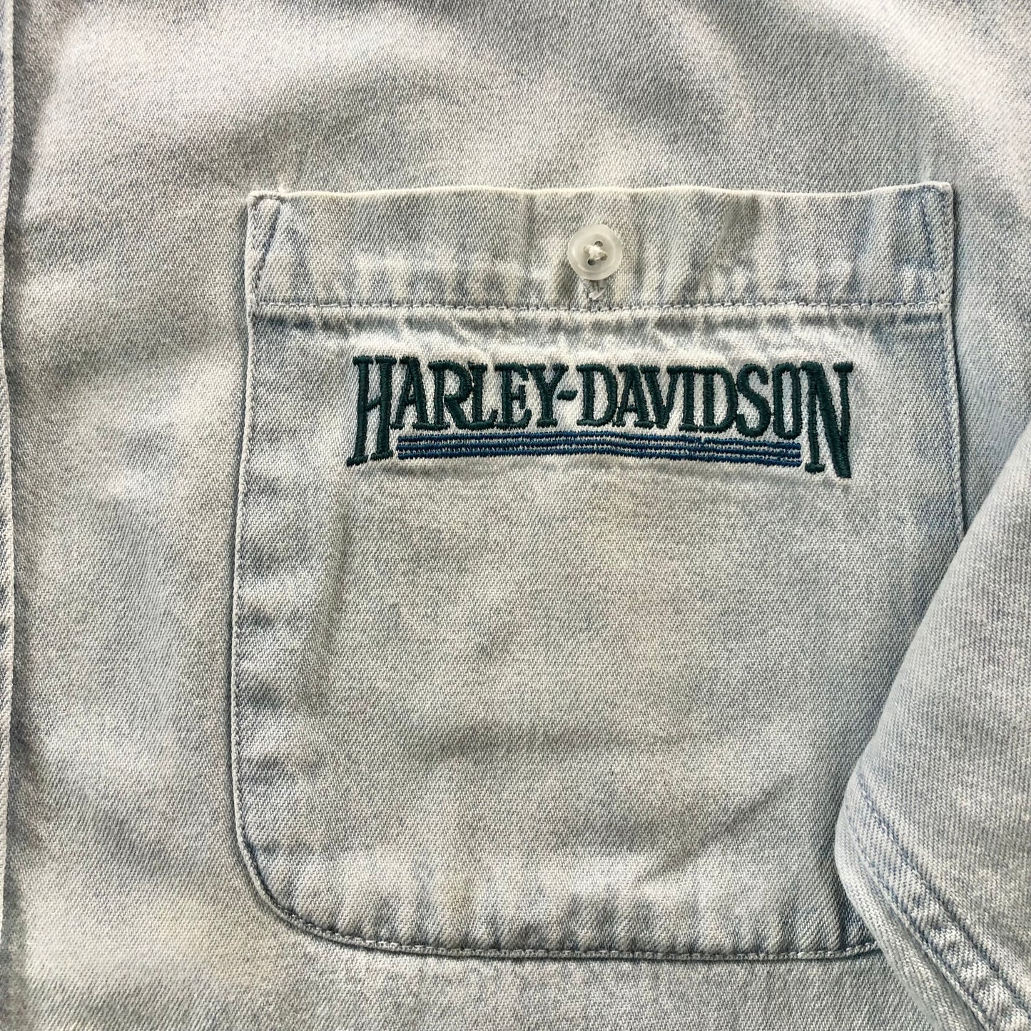 Vintage Harley Davidson Motorcycles Button Denim Shirt L