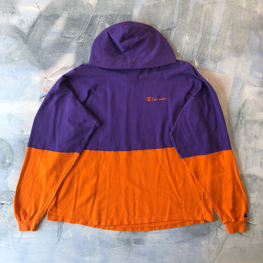 Vintage USA Champion Lightweight Colorblock Hoodie Sweatshirt XXL