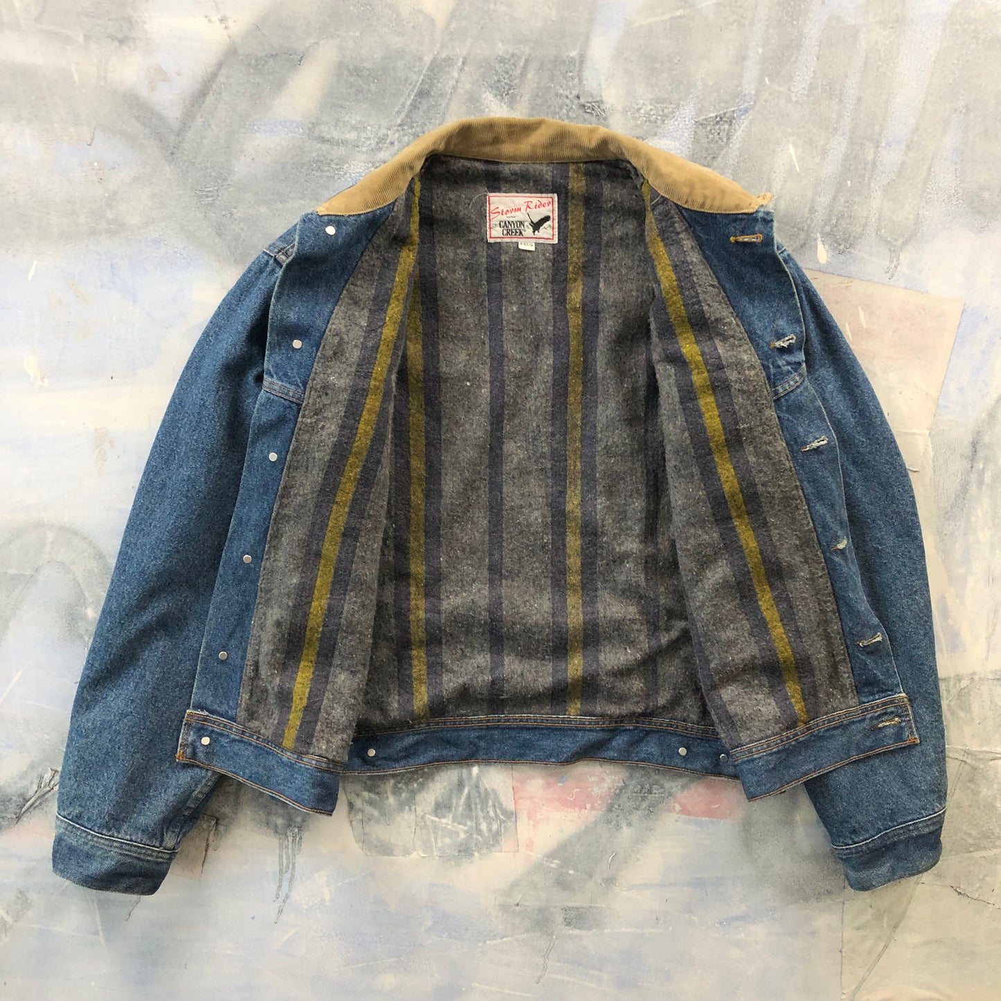 Vintage Stormrider Canyon Creek Blanket Lined Denim Button Jacket L