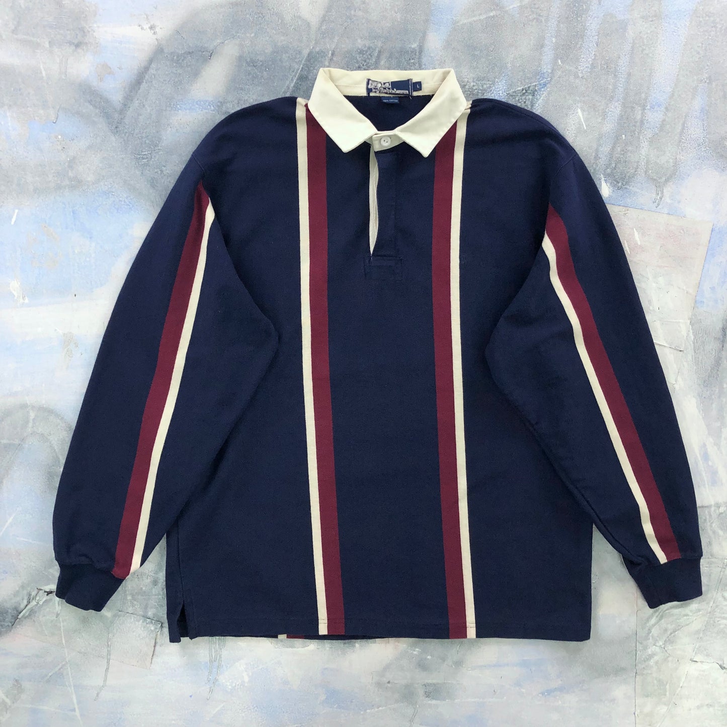 Vintage Polo Ralph Lauren Striped Long Sleeve Polo Shirt L