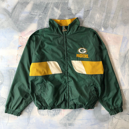 Vintage NFL Green Bay Packers Genuine Stuff Blanket Lined Windbreaker Zip Jacket XL (Youth)