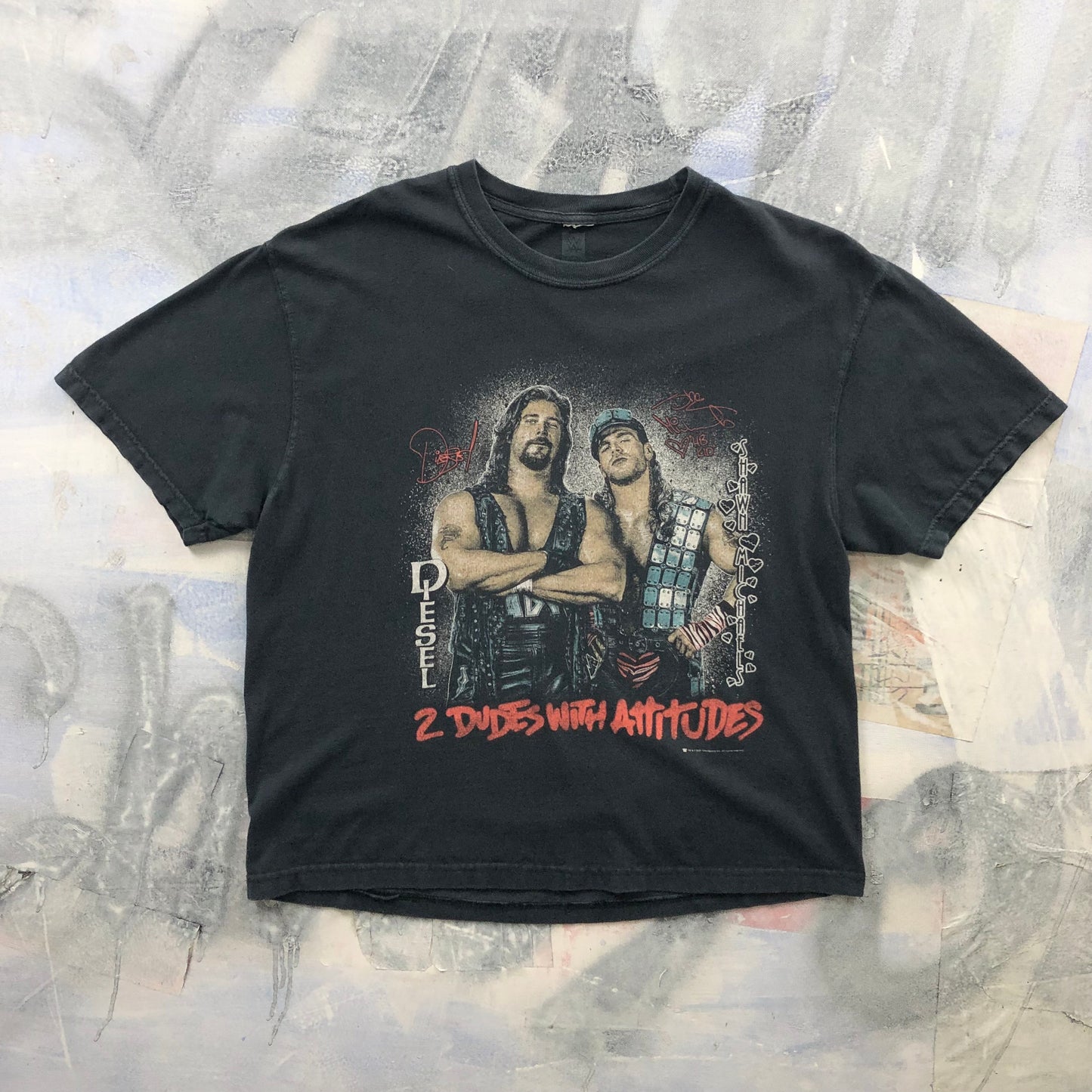 Vintage WWE 2 Dudes with Attitude Diesel & Shawn Michaels T Shirt L