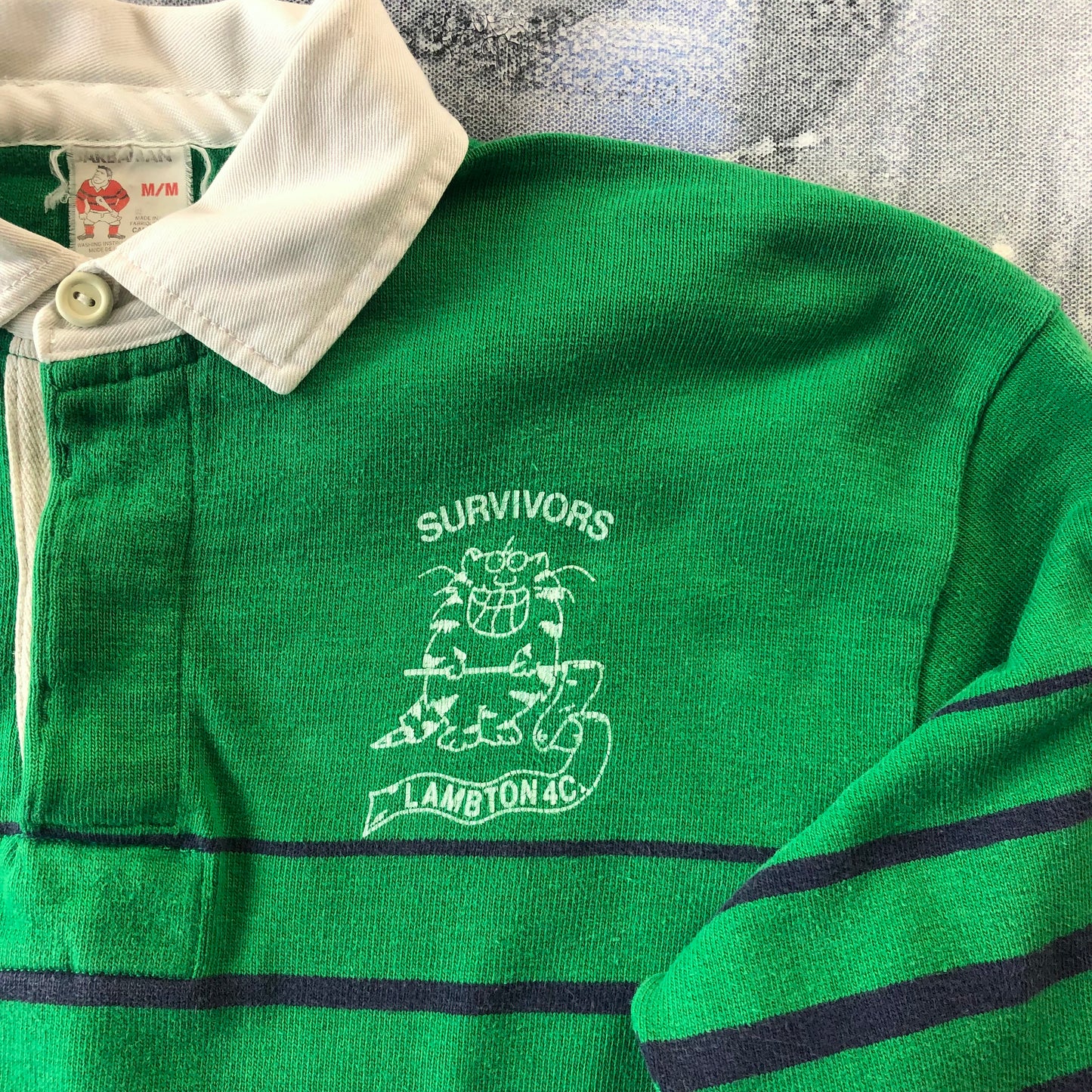 Vintage Barbarian Survivors Lambton 4C Rugby Long Sleeve Polo M