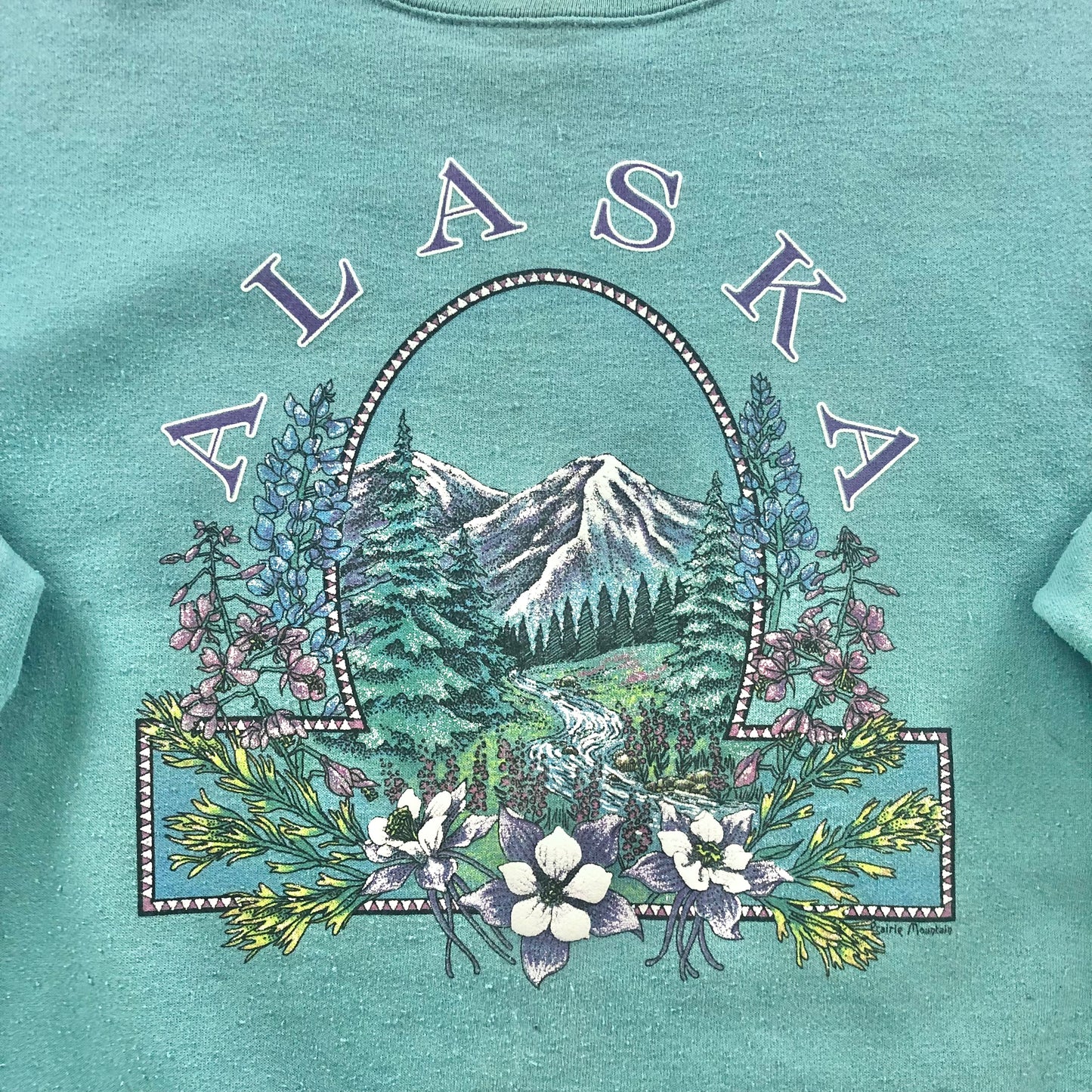 Vintage 90s USA Alaska Prairie Mountain Crewneck Sweatshirt L