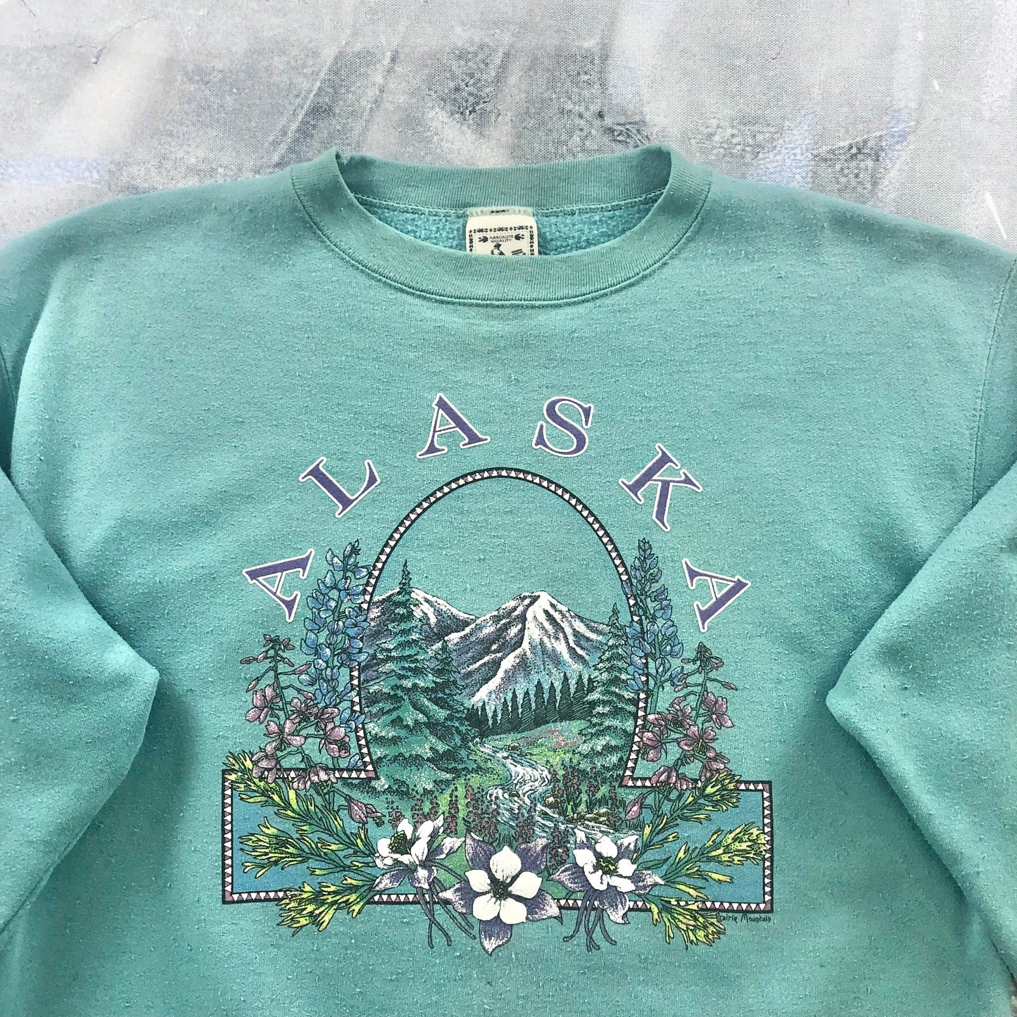 Vintage 90s USA Alaska Prairie Mountain Crewneck Sweatshirt L