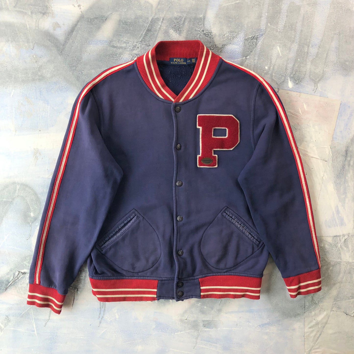 Polo Ralph Lauren New York Varsity Letterman Button Sweatshirt L