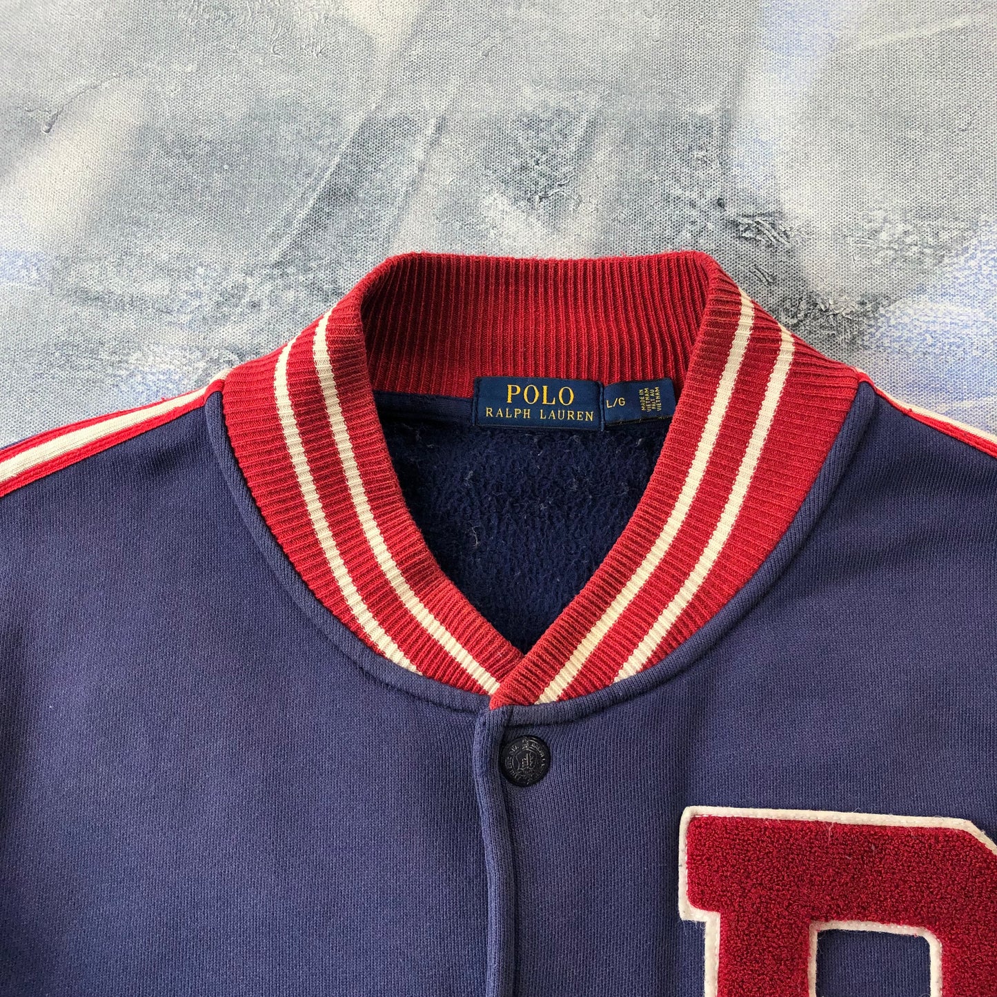 Polo Ralph Lauren New York Varsity Letterman Button Sweatshirt L