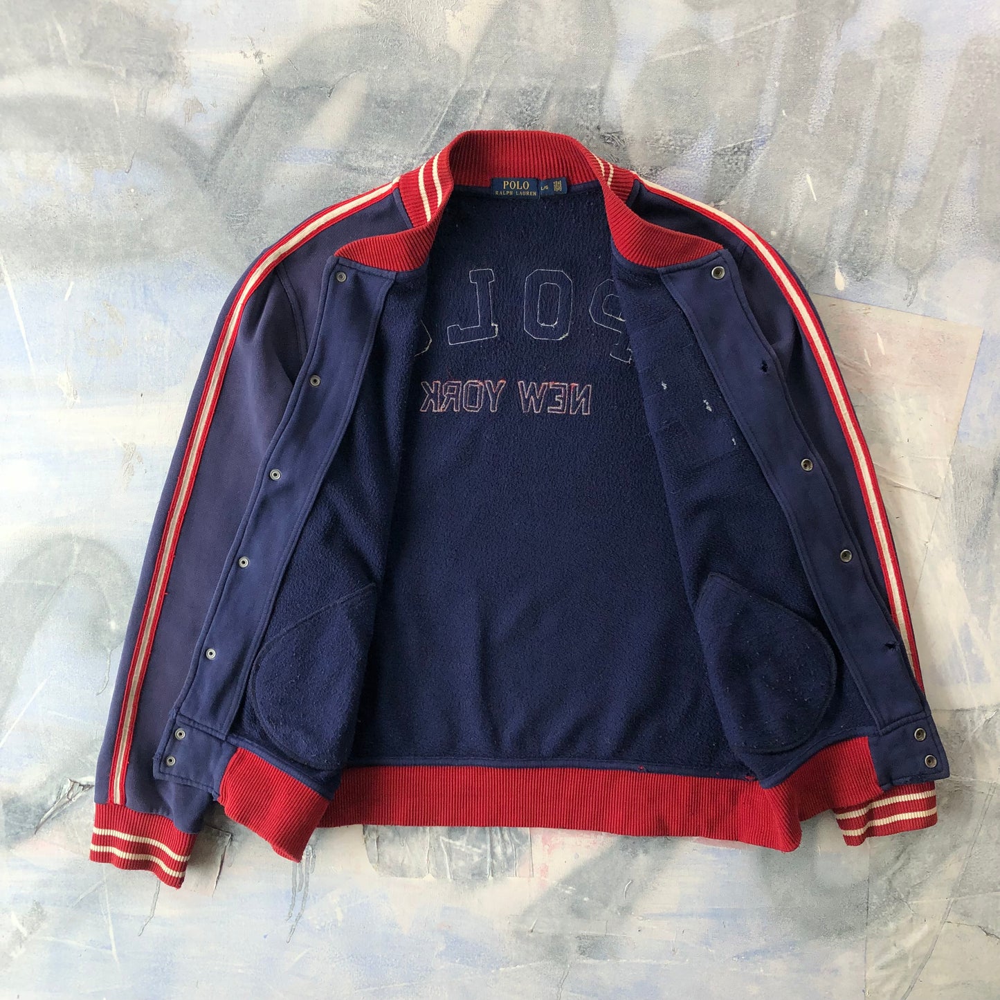 Polo Ralph Lauren New York Varsity Letterman Button Sweatshirt L